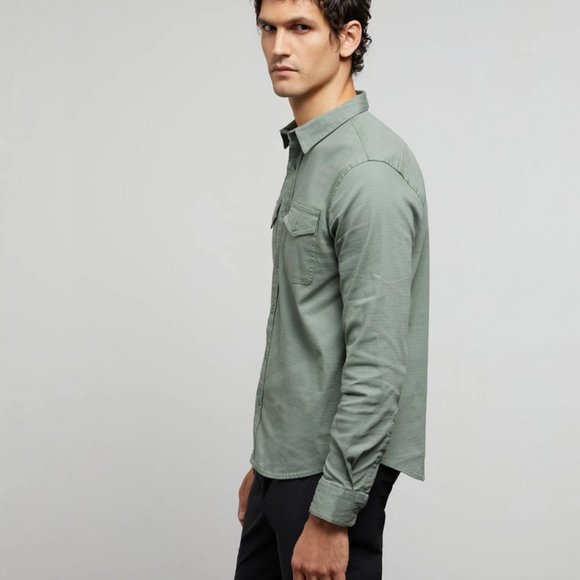 Onia All Terrain Cotton Stretch Ripstop Overshirt in Sea Moss Green Size XL - Picture 2 of 9